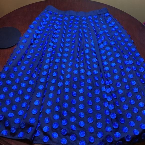 Blue Embroidery Circles on Black Cotton J. Crew w/Pockets Skirt Size 2 28” long - Picture 12 of 12